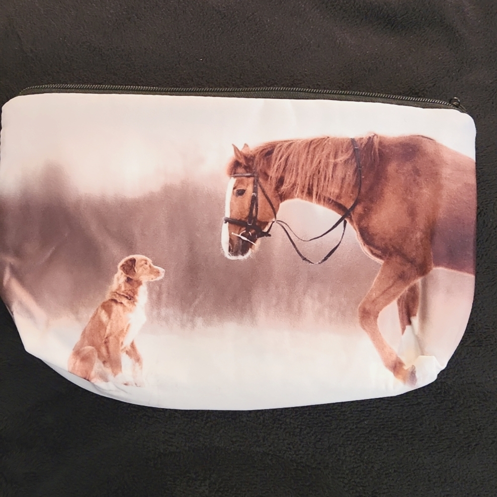 NEW- Cosmetic bag...horse and dog